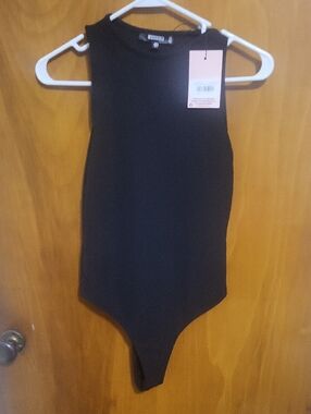 NWT Missguided Black Sleeveless Womens Bodysuit